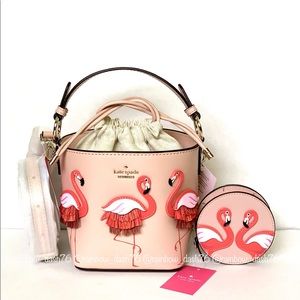 Katespade Flamingo by the pool pippa bucket bagSet